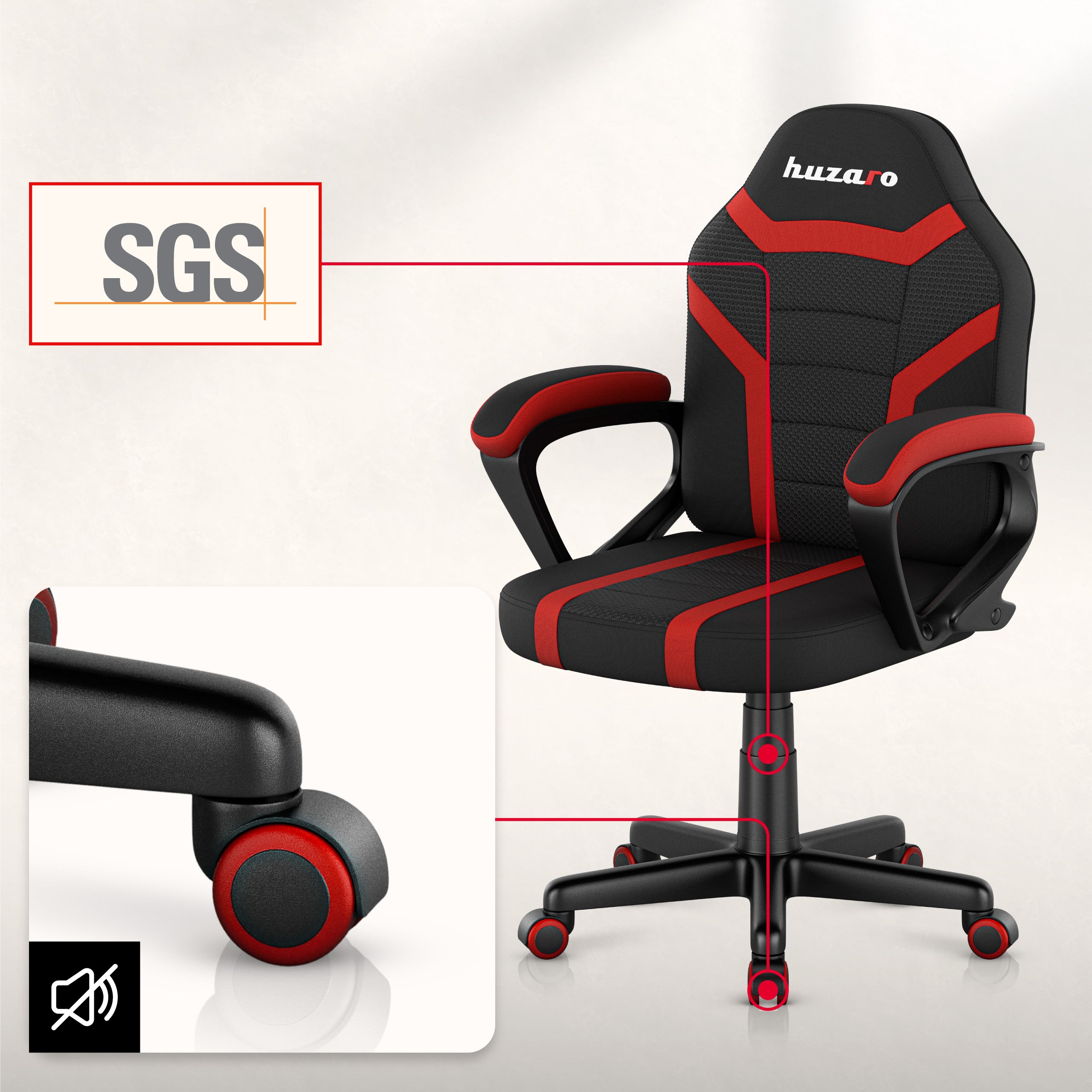 Huzaro Ranger 1.0 Red Mesh Žaidimų kėdė vaikui