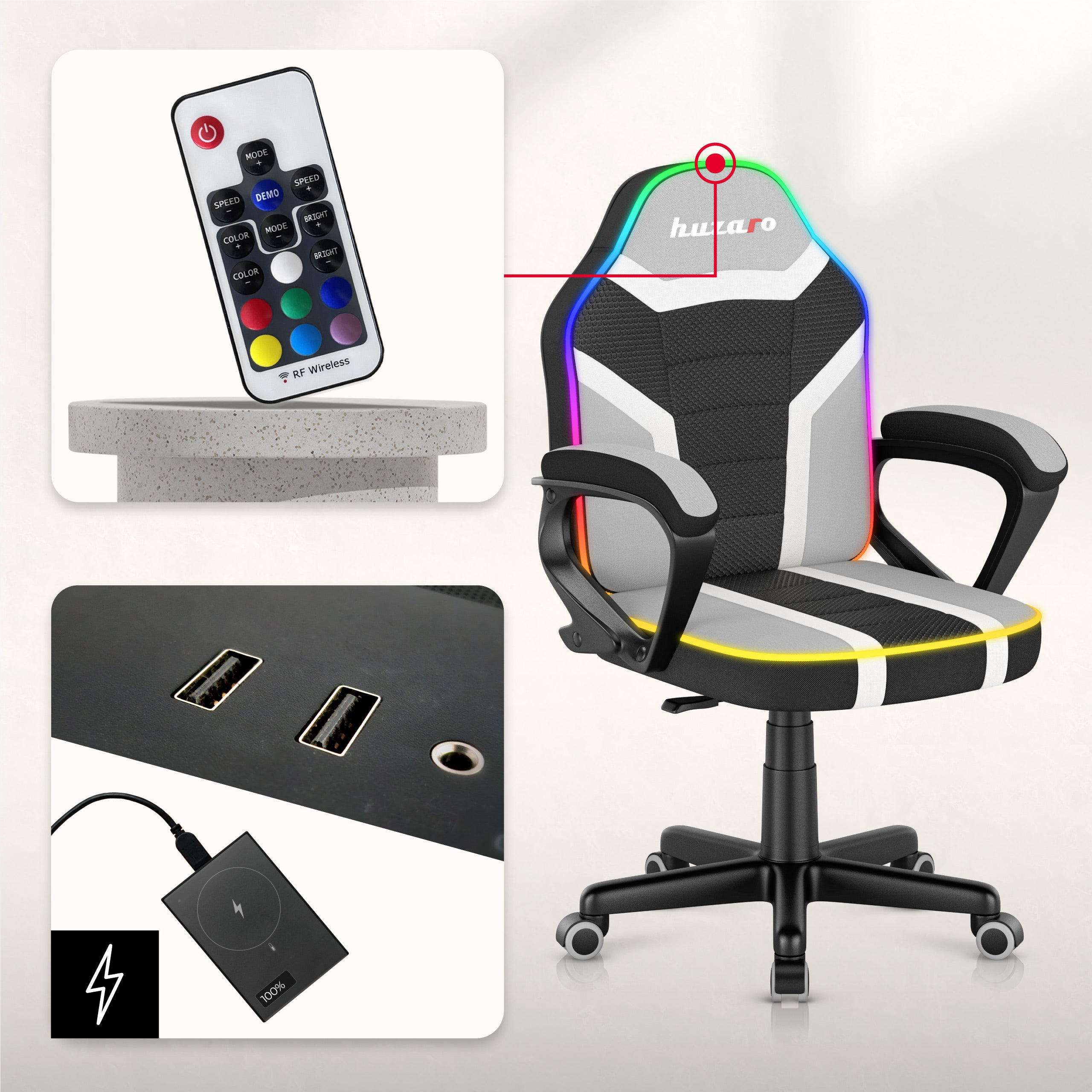 Huzaro Ranger 1.0 RGB Žaidimų kėdė vaikui