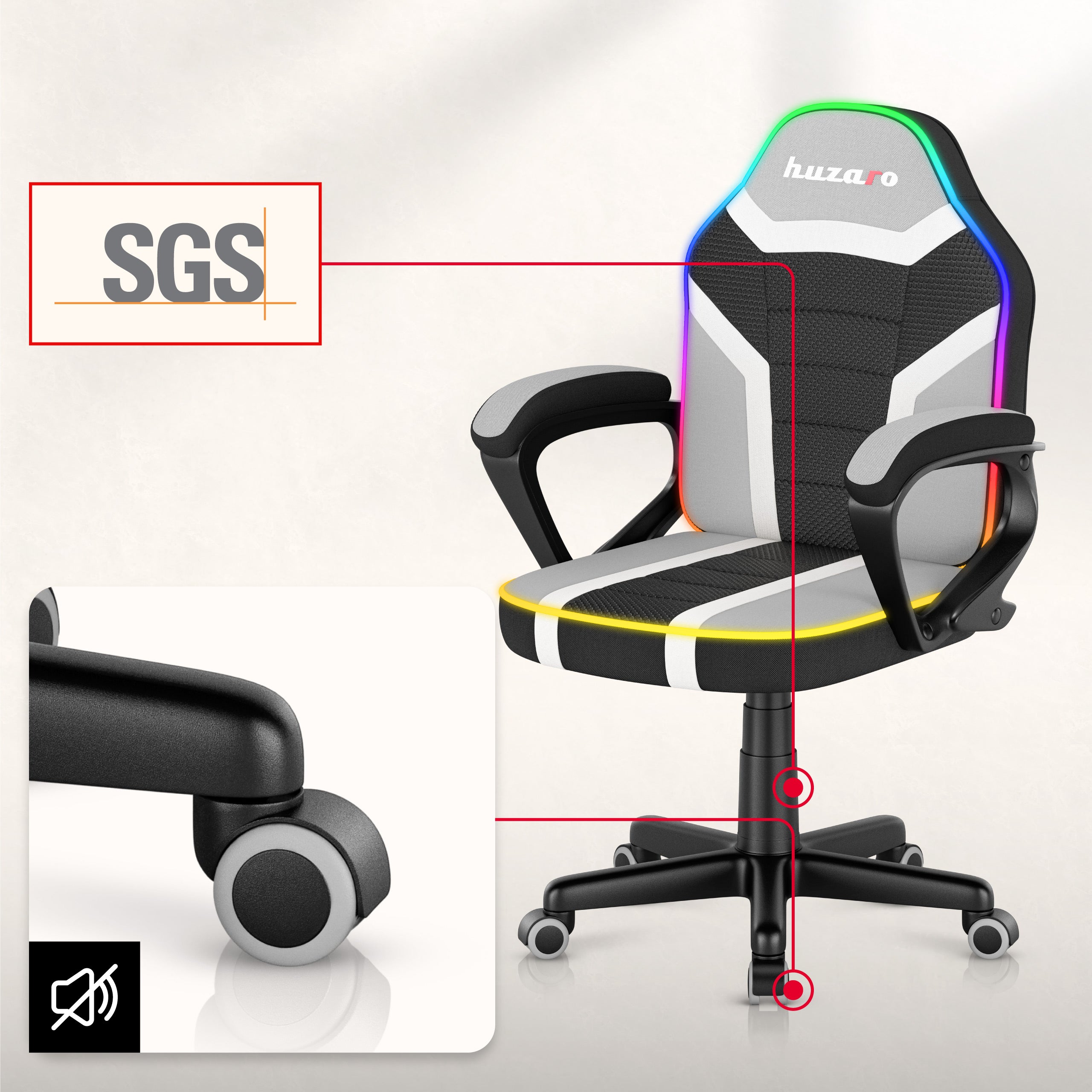 Huzaro Ranger 1.0 RGB Žaidimų kėdė vaikui