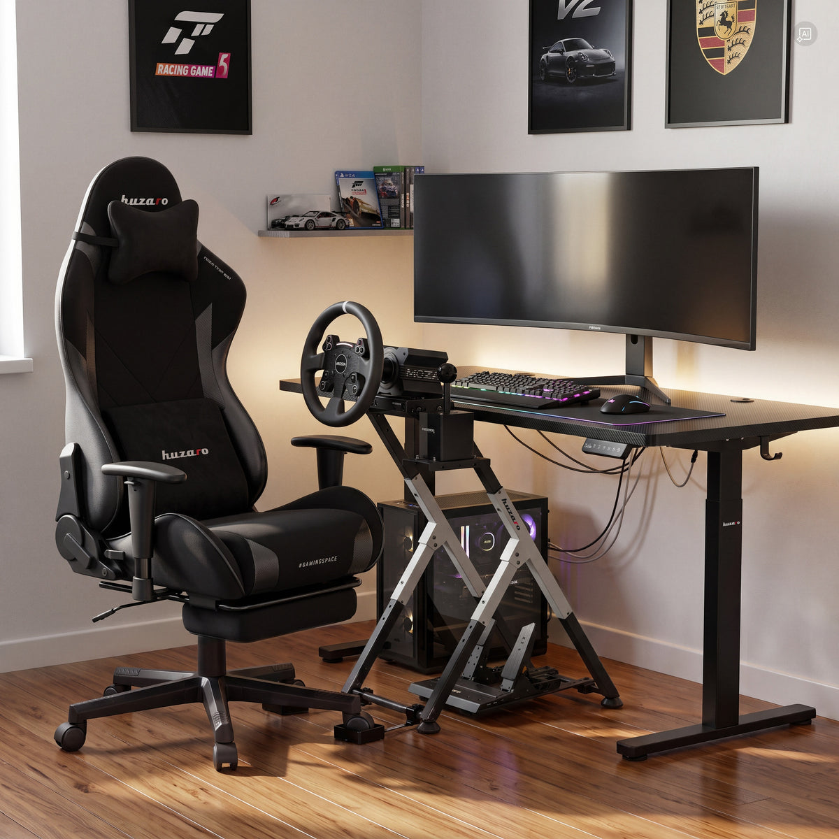 Sulankstomas sim racing rėmas Huzaro Speed 2.5 White
