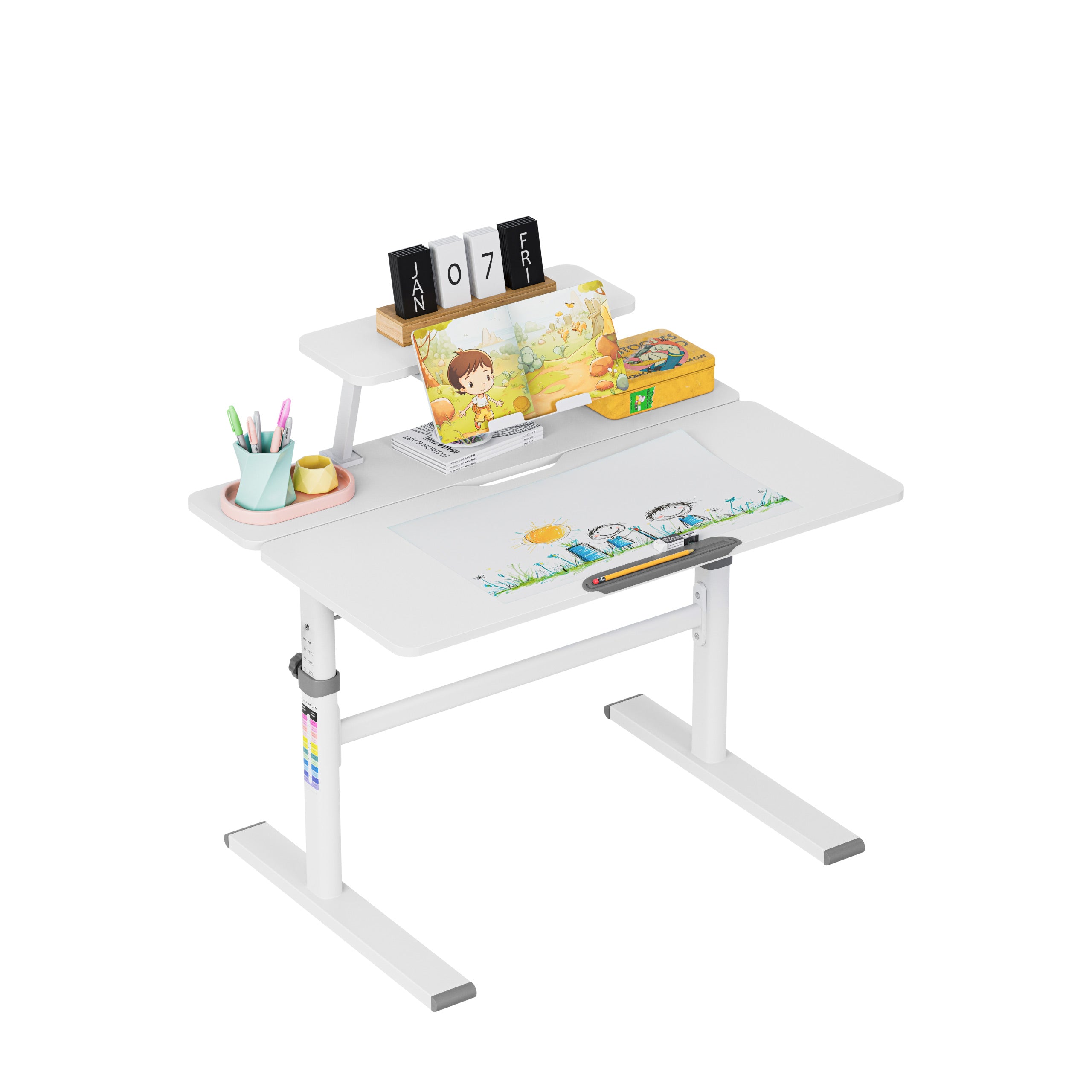Reguliuojamas vaikiškas rašomasis stalas Mark Adler Study 3.7 Grey 90 cm