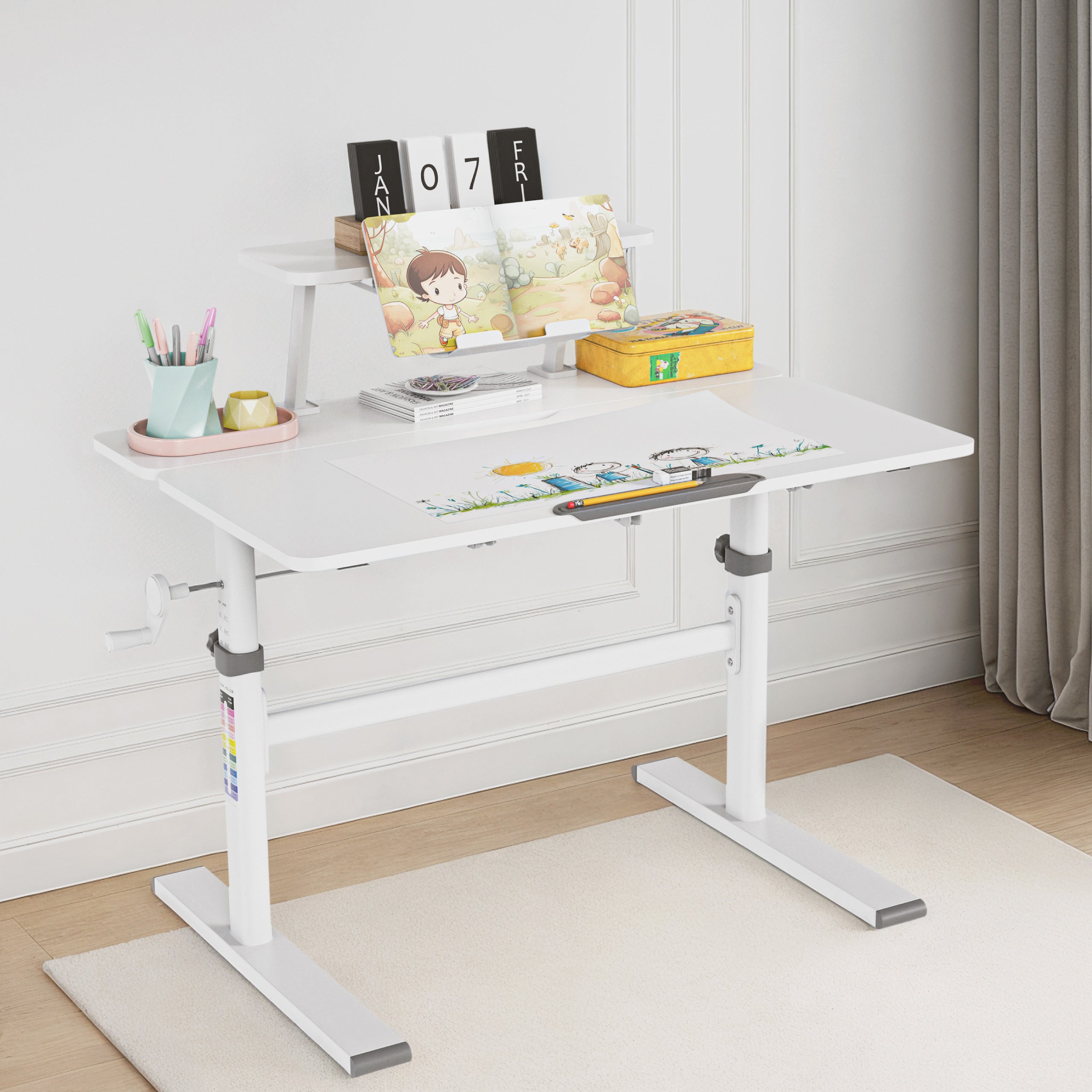 Reguliuojamas vaikiškas rašomasis stalas Mark Adler Study 3.7 Grey 90 cm