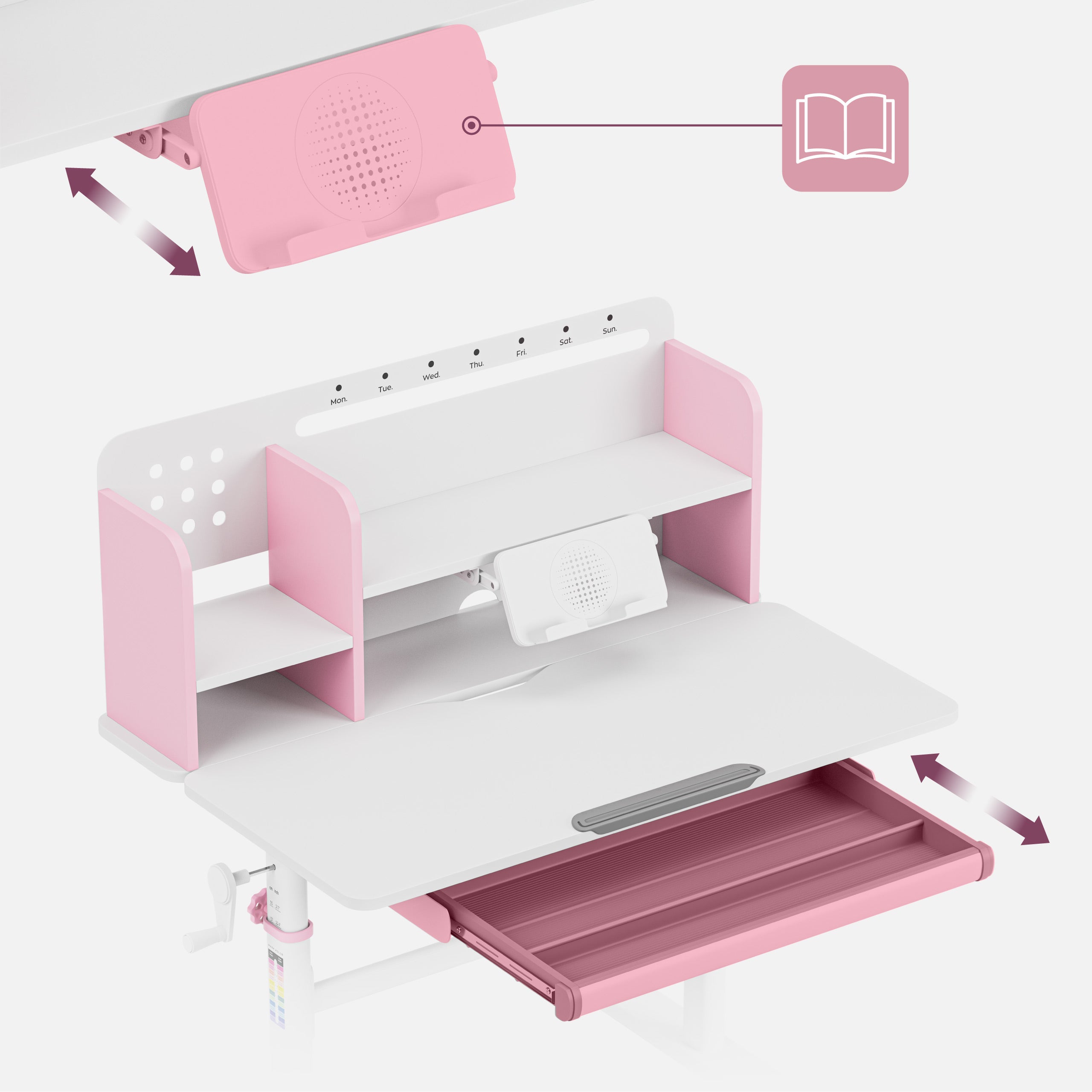 Ergonomiškas rašomasis stalas vaikams Mark Adler Study 5.0 Pink 90 cm