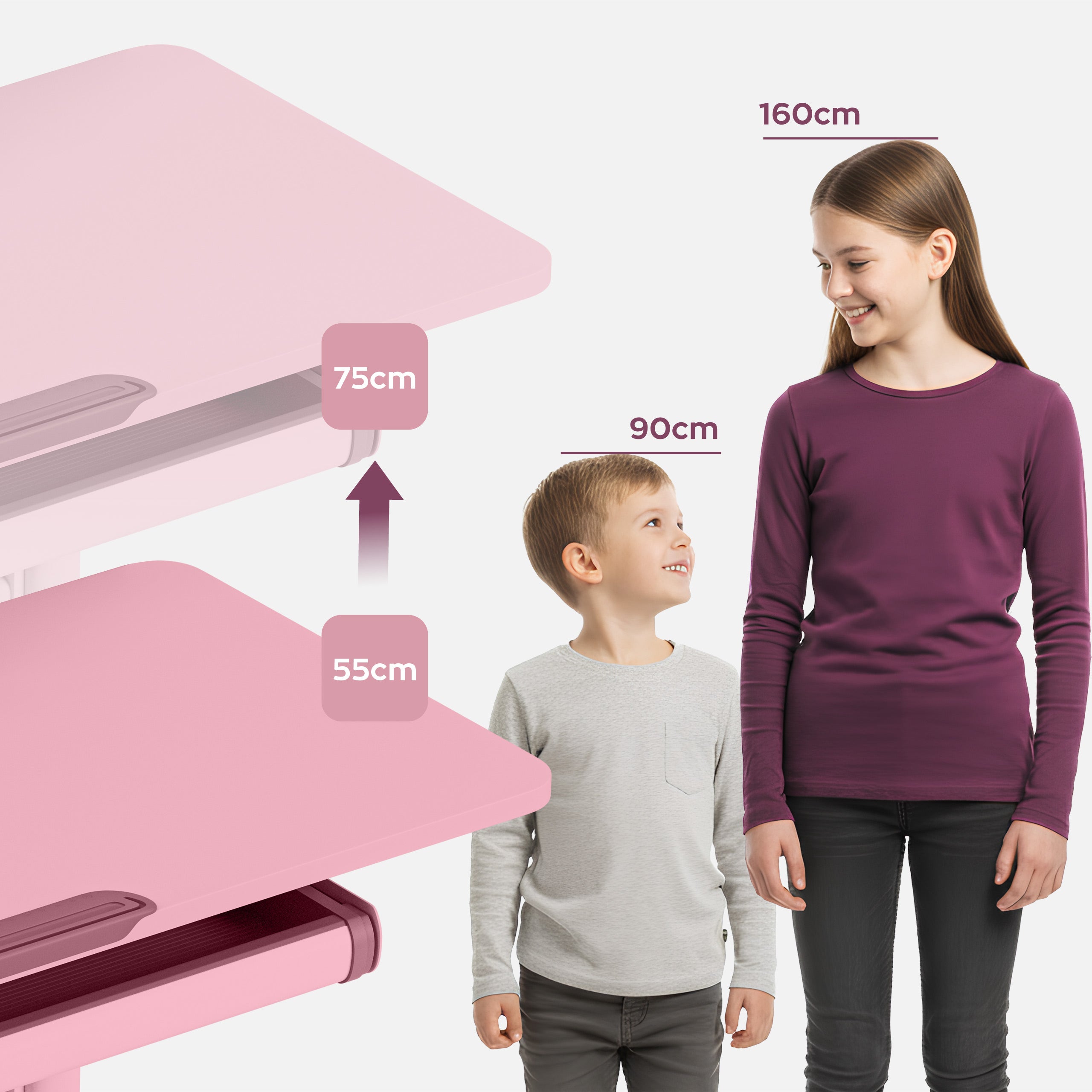 Ergonomiškas rašomasis stalas vaikams Mark Adler Study 5.0 Pink 90 cm